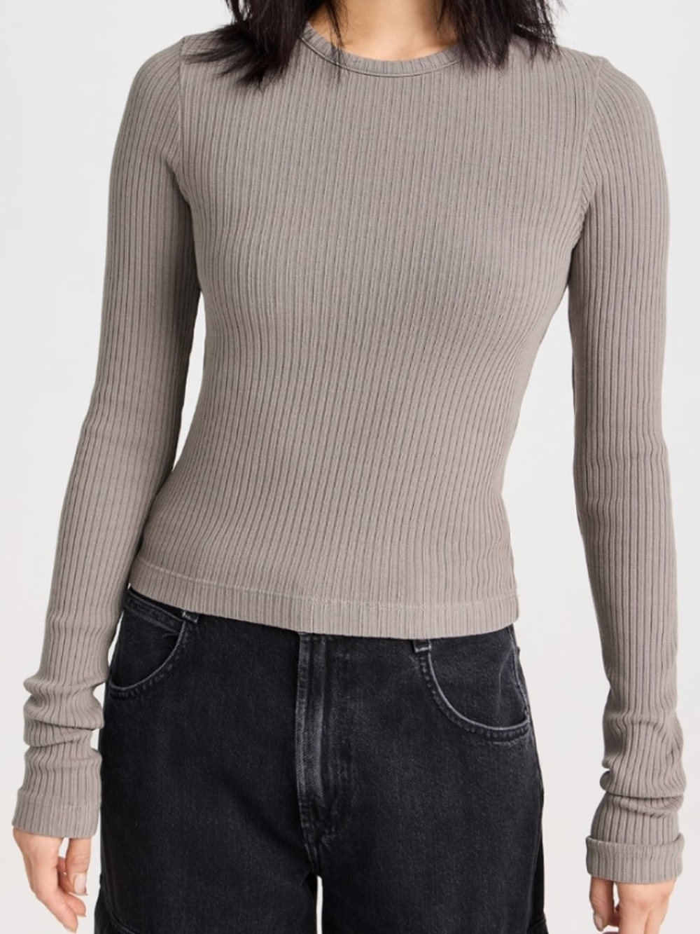 AGOLDE Alma Shrunken Crew Neck Top in Owl size S
